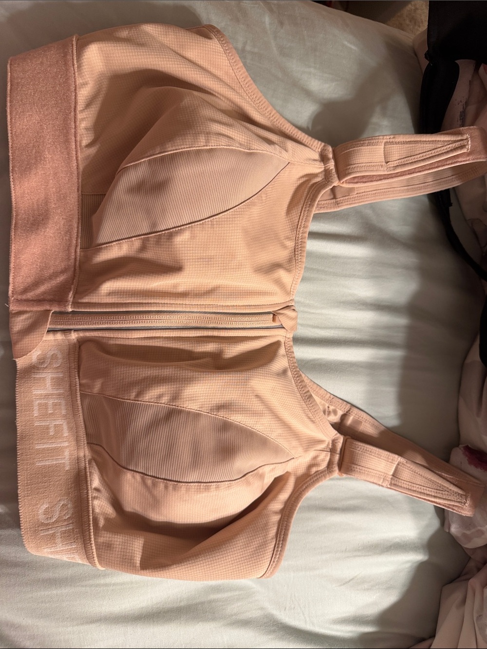 SHEFIT Peach Front-Zip High-Support Sports Bra
